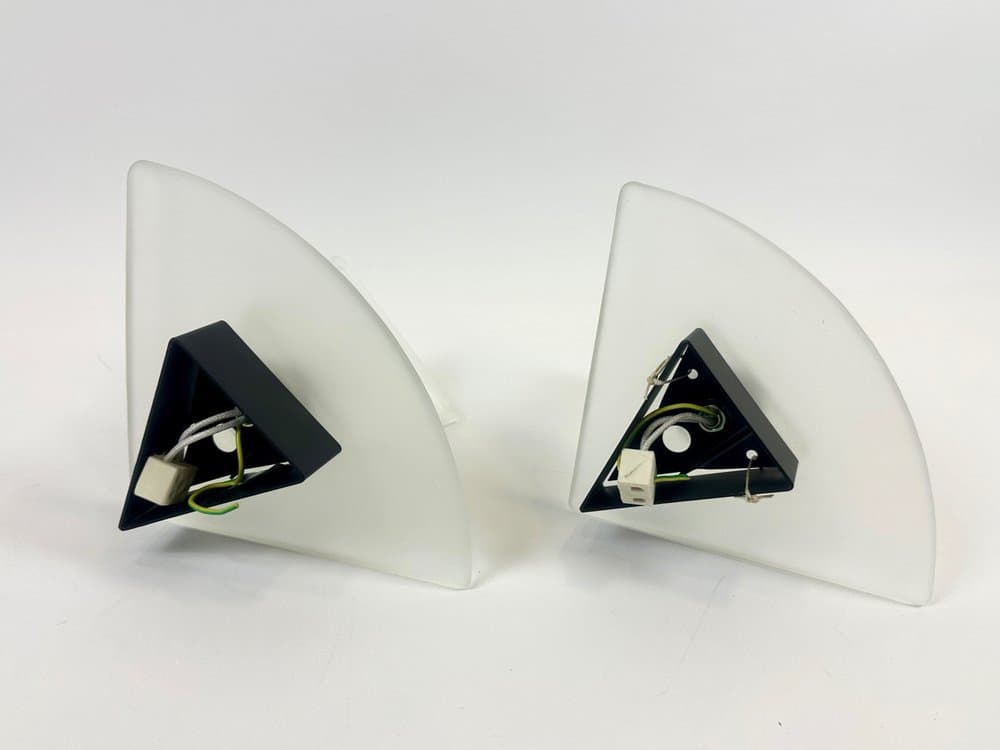 Para kinkietów Alox, Ivory White, Murano szkło opalowe, Włochy, lata 80. - 154029