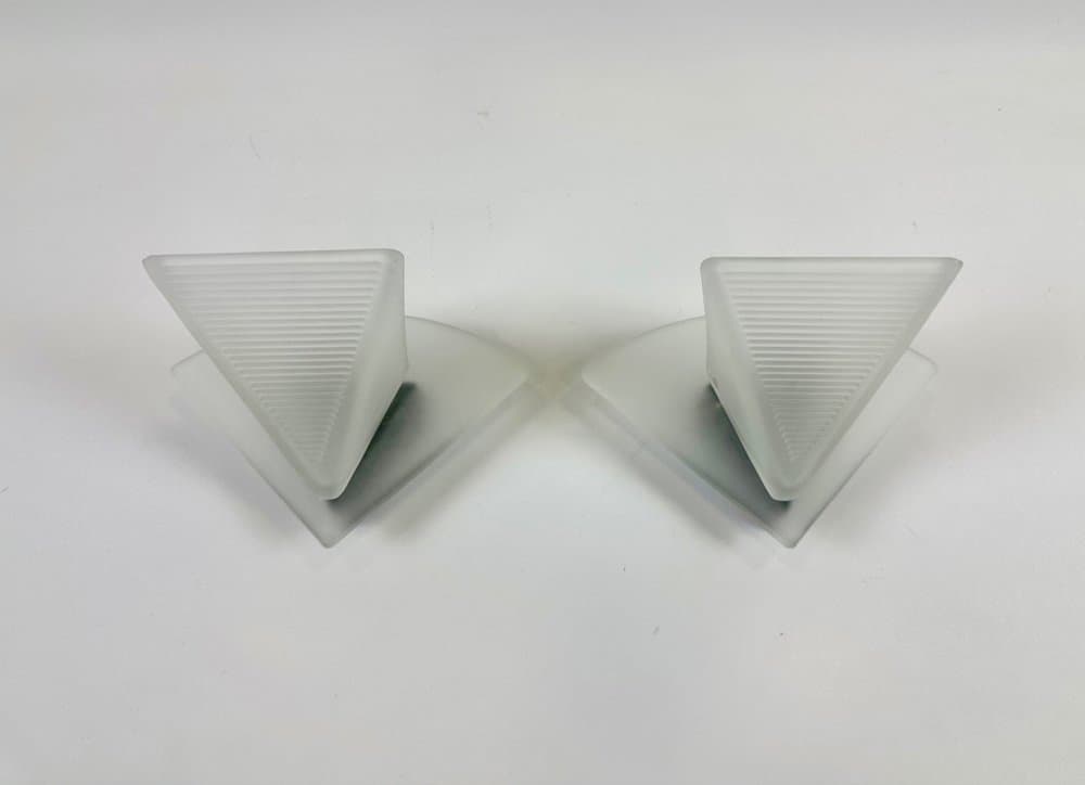 Para kinkietów Alox, Ivory White, Murano szkło opalowe, Włochy, lata 80. - 154032