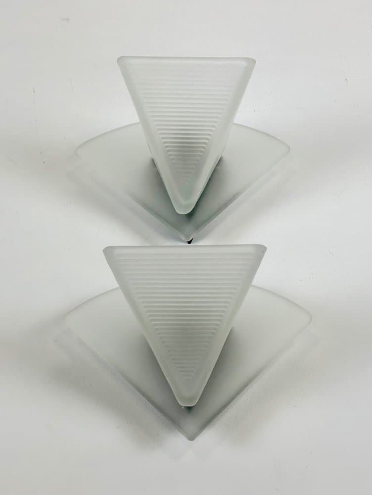 Para kinkietów Alox, Ivory White, Murano szkło opalowe, Włochy, lata 80. - 154028