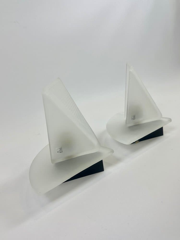 Para kinkietów Alox, Ivory White, Murano szkło opalowe, Włochy, lata 80. - 154027