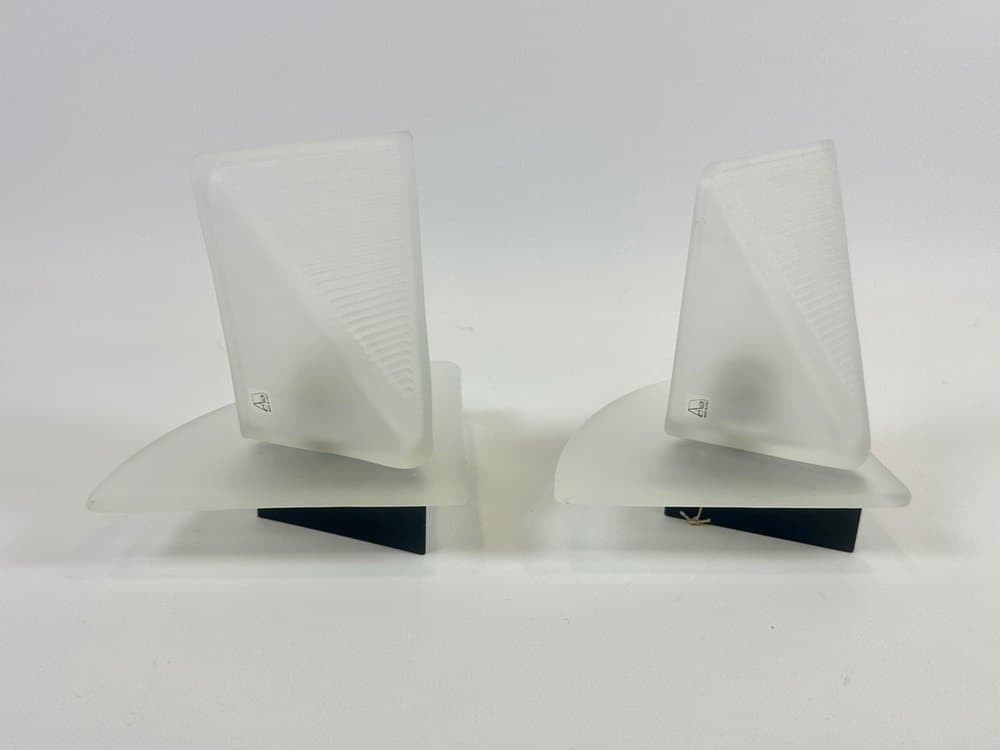 Para kinkietów Alox, Ivory White, Murano szkło opalowe, Włochy, lata 80. - 154026