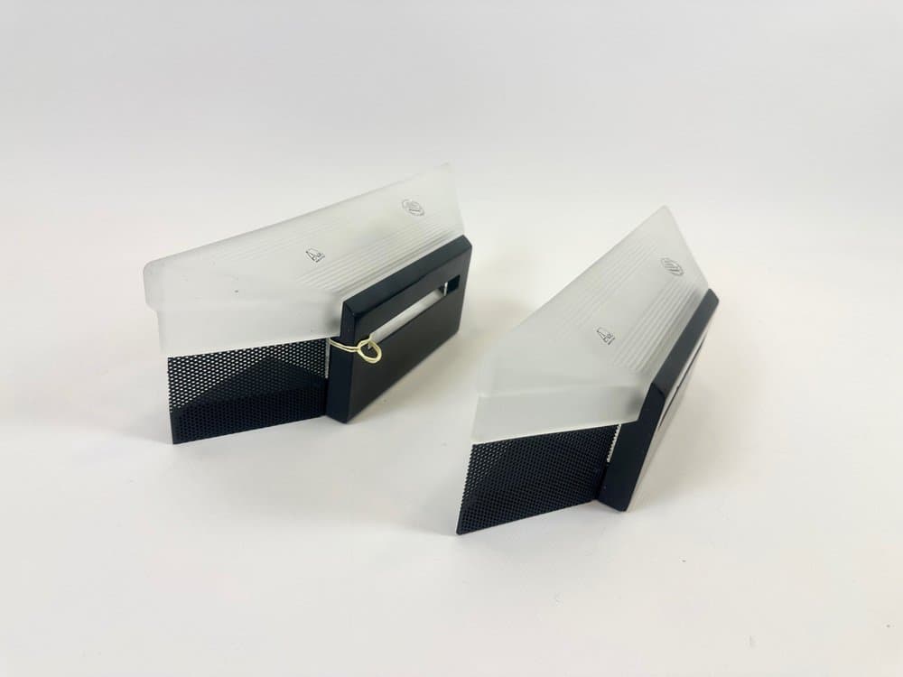 Para kinkietów Murano Glass, biały, szkło Murano opalowe, metal czarny, Włochy, lata 80. - 154035