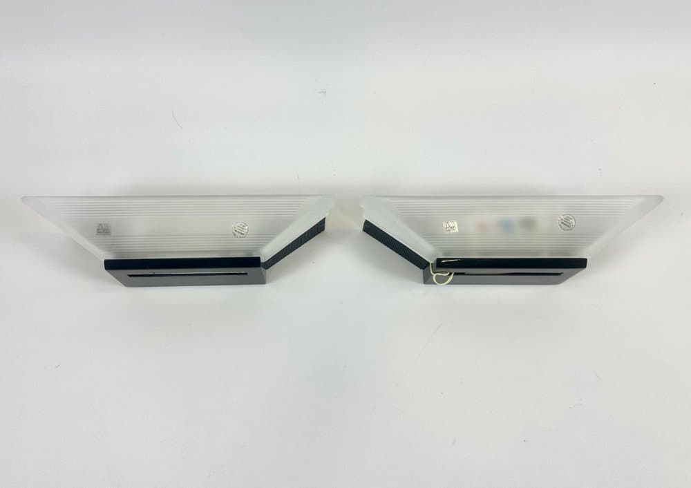 Para kinkietów Murano Glass, biały, szkło Murano opalowe, metal czarny, Włochy, lata 80. - 154034