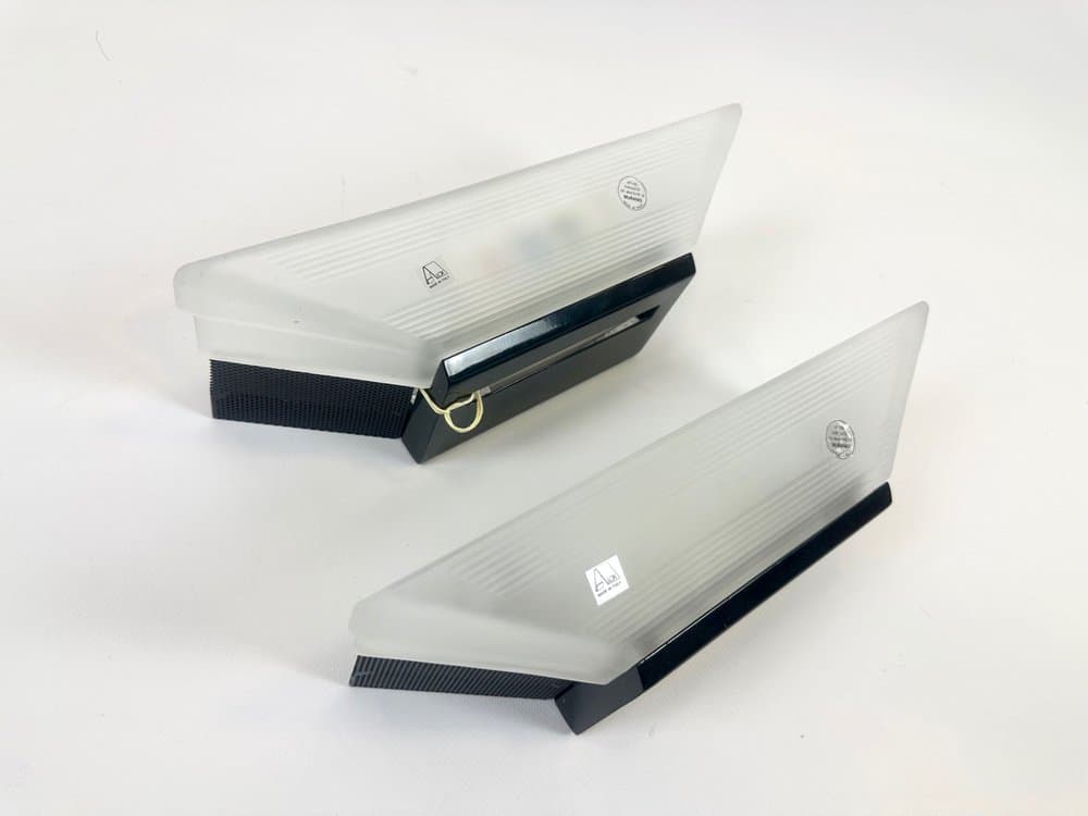 Para kinkietów Murano Glass, biały, szkło Murano opalowe, metal czarny, Włochy, lata 80. - 154038