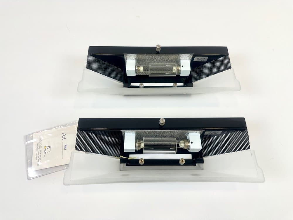 Para kinkietów Murano Glass, biały, szkło Murano opalowe, metal czarny, Włochy, lata 80. - 154041