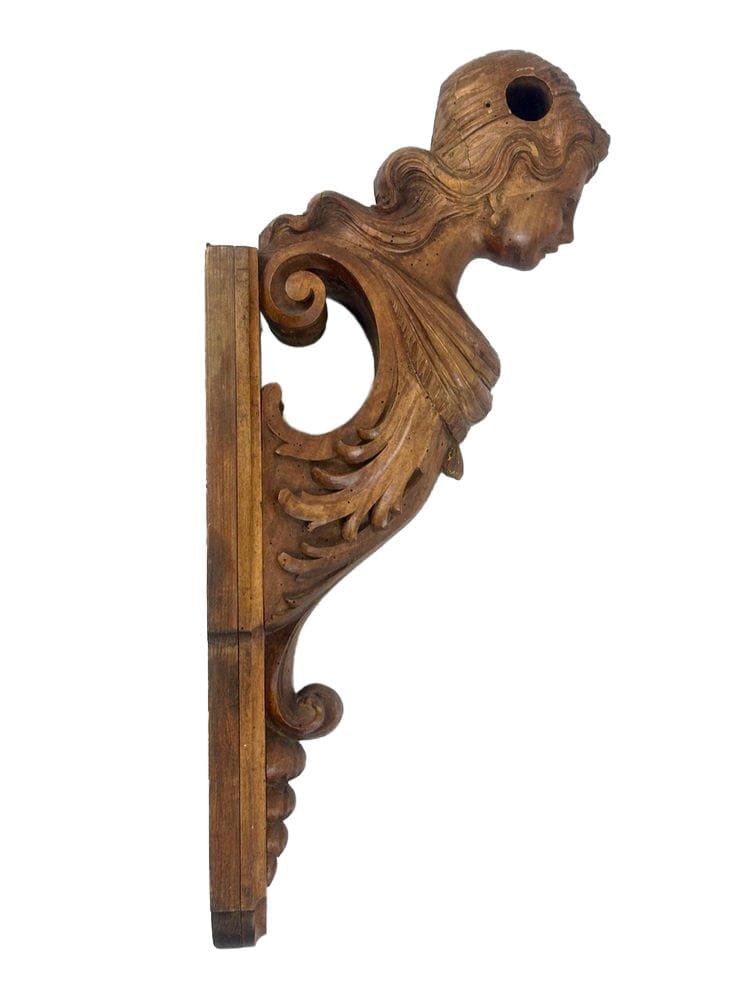 Rzeźba kariatydy, brązowy, orzech, Włochy, XIX w.