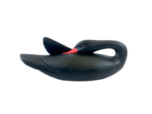 Figurka łabędzia, czarny, sapele, XIX w. - WYMIARY