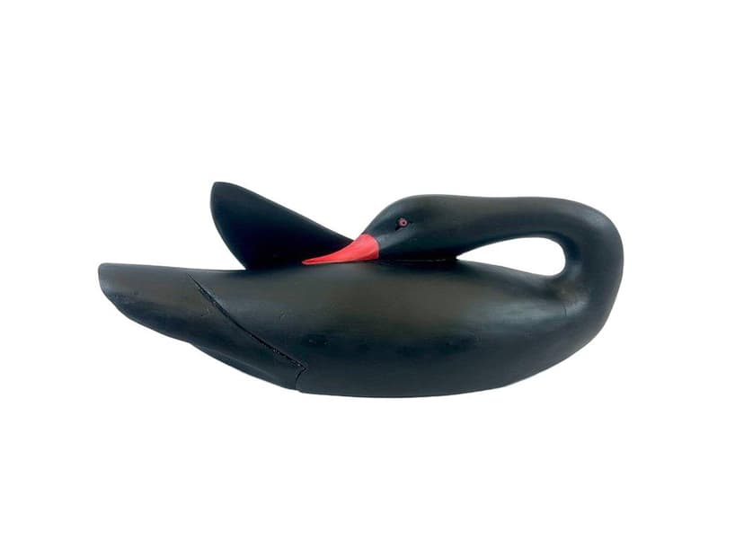 Figurka łabędzia, czarny, sapele, XIX w.