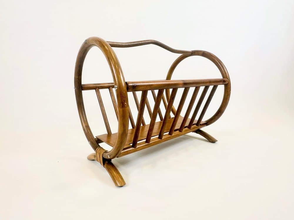 Magazine rack, light brown bamboo, 1960s - 154190
