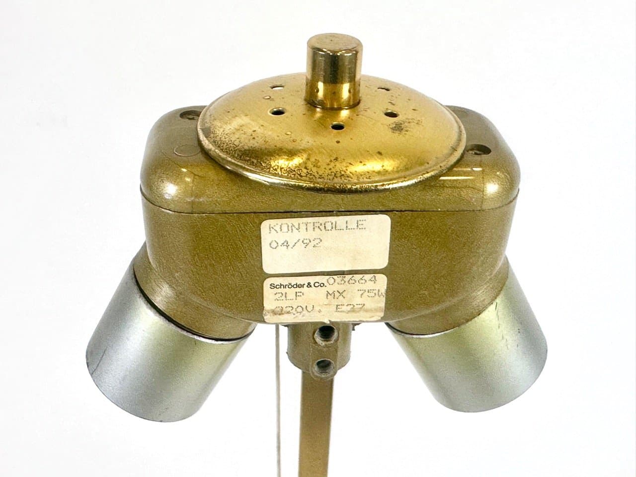 Lampa stołowa postmodernistyczna, mosiądz złoty, stal chromowana srebrna, Niemcy, lata 90. - 154258