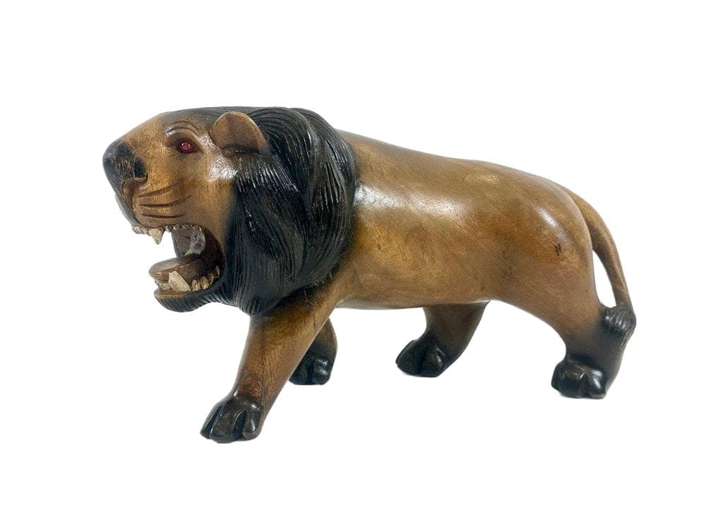 Lion figurine, light brown wood, 1930s