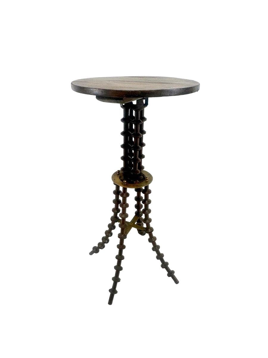 Stolik boczny, Folk Art Victorian, brązowy ciemny, drewno, mosiądz, Stany Zjednoczone, XIX w.