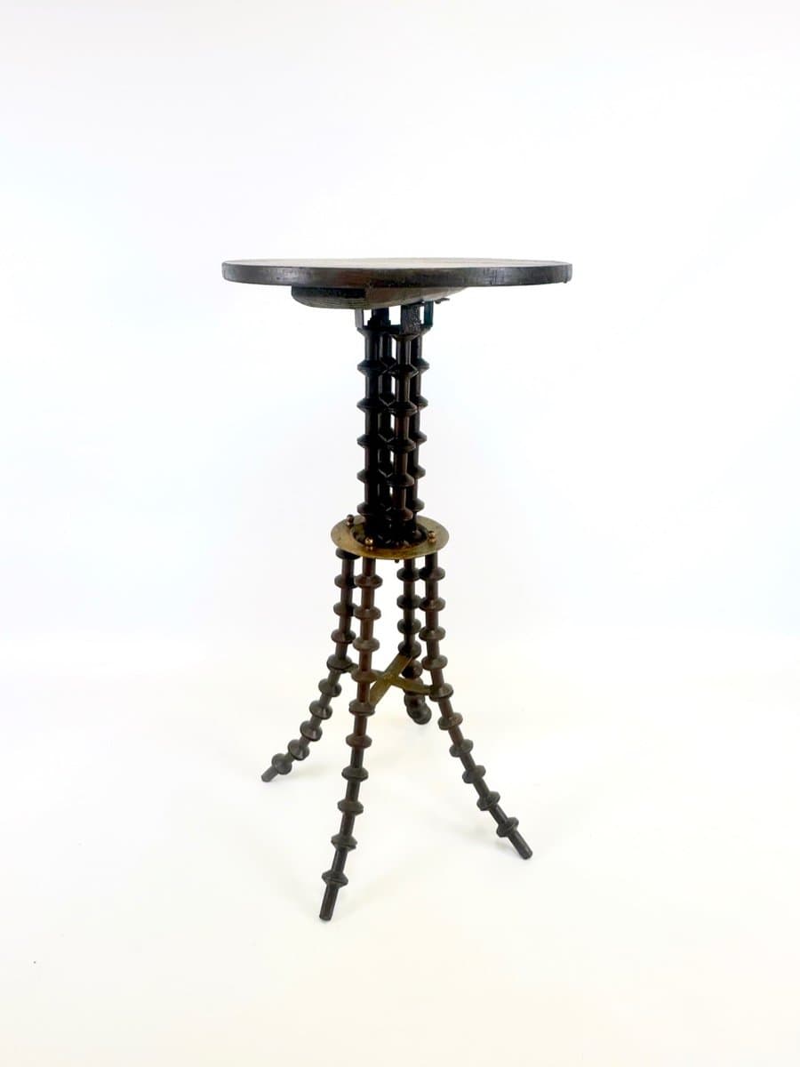 Stolik boczny, Folk Art Victorian, brązowy ciemny, drewno, mosiądz, Stany Zjednoczone, XIX w. - 154339