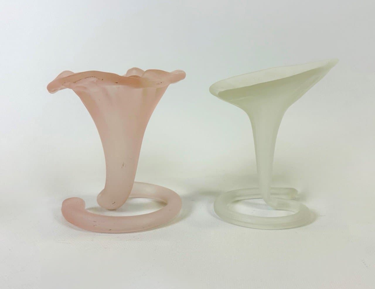 Pair of vases Italian Modern, pink, clear, glass, Italy, 1970s. - 154393