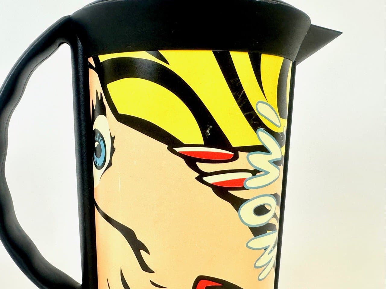 Termos Pop Art, żółty, plastik czarny, Niemcy, lata 80. - 154410