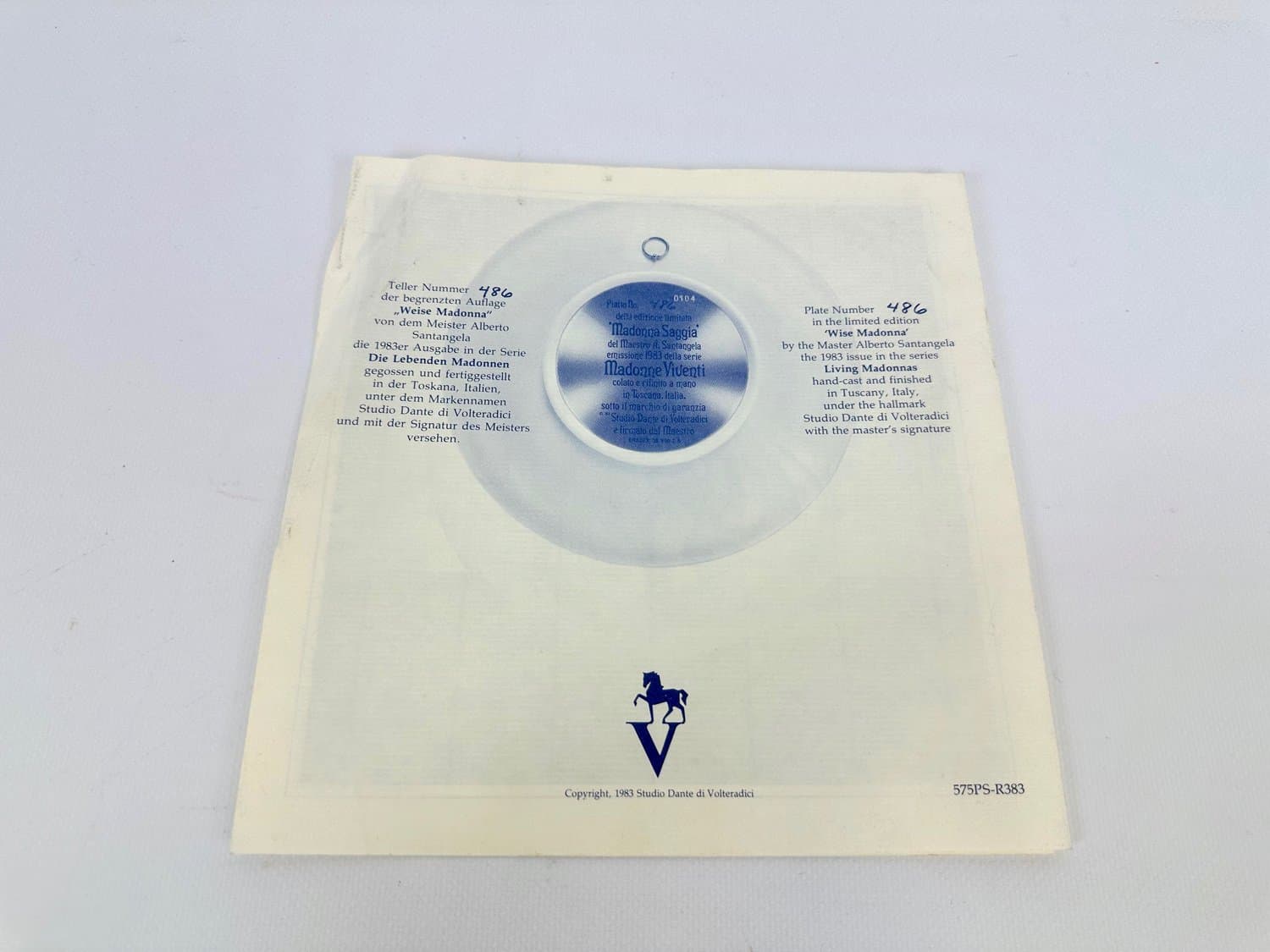 Patera ścienna, alabaster kość słoniowa, proj. A. Santangela, Włochy, lata 70. - 154460