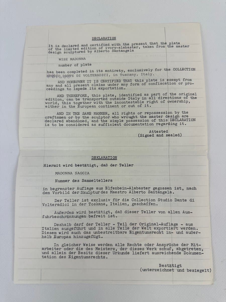 Patera ścienna, alabaster kość słoniowa, proj. A. Santangela, Włochy, lata 70. - 154461