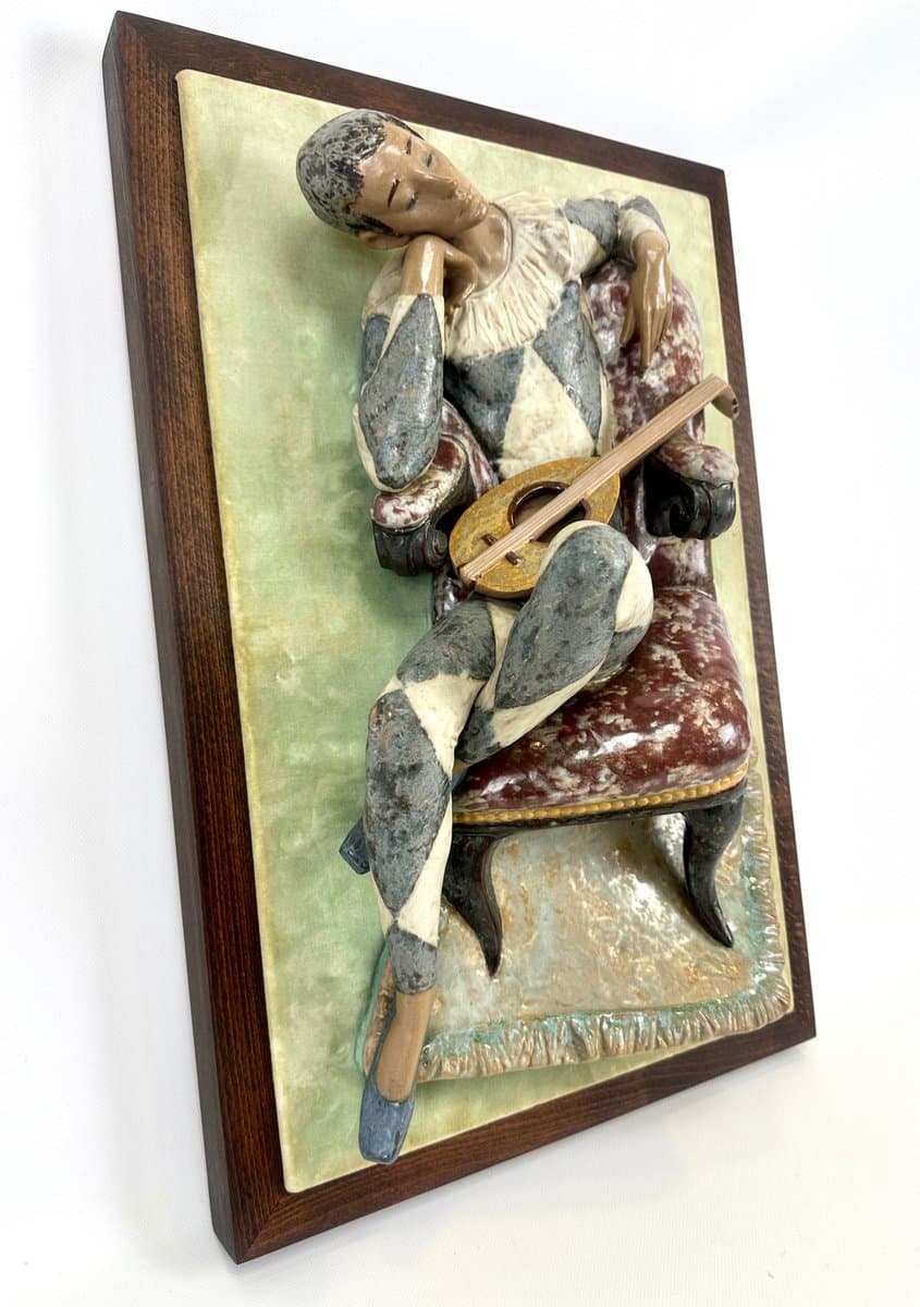 Rzeźba ścienna Harlequin, multicolor, ceramika, F. García, Hiszpania, lata 70. - 154507