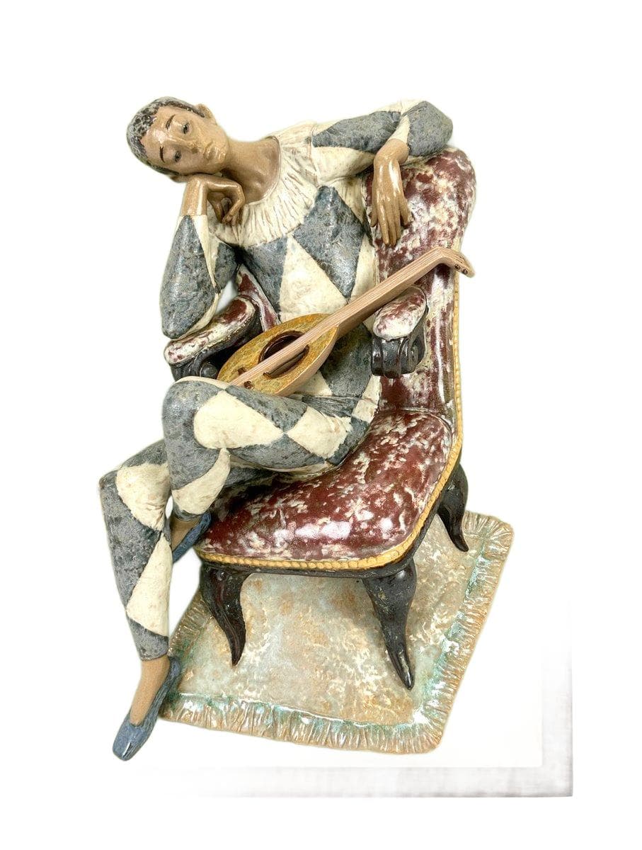 Rzeźba ścienna Harlequin, multicolor, ceramika, F. García, Hiszpania, lata 70.