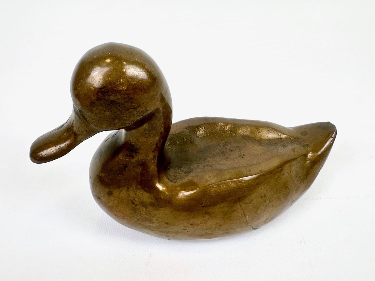 Duck figurine, dark brown bronze, 19th c. - 154554