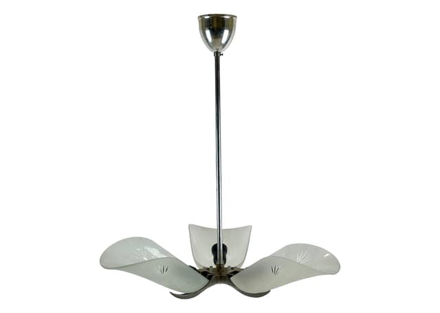 Lampa wisząca Art Deco, kryształ srebrny, Czechy, lata 40. - WYMIARY