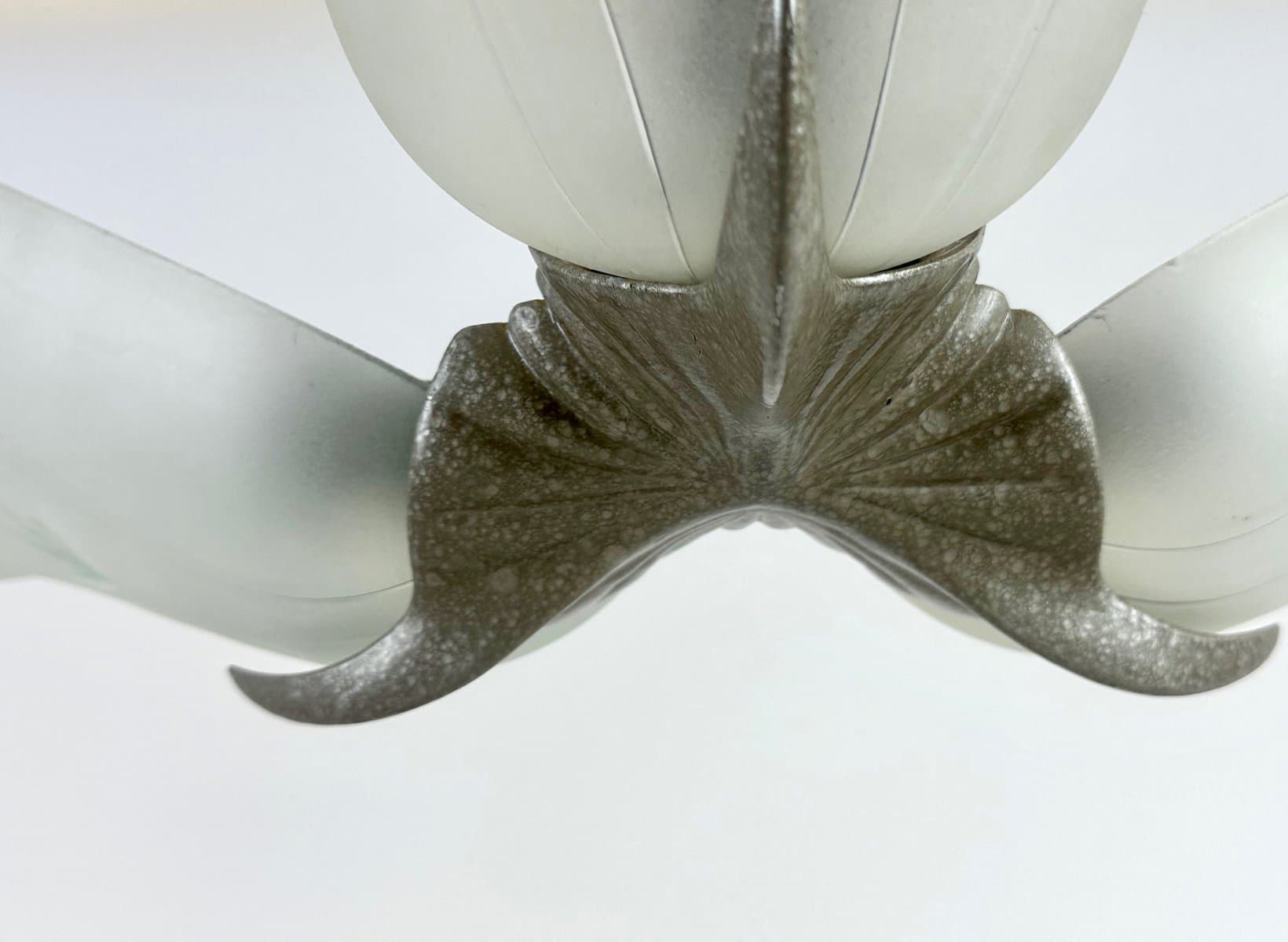 Lampa wisząca Art Deco, kryształ srebrny, Czechy, lata 40. - 154601