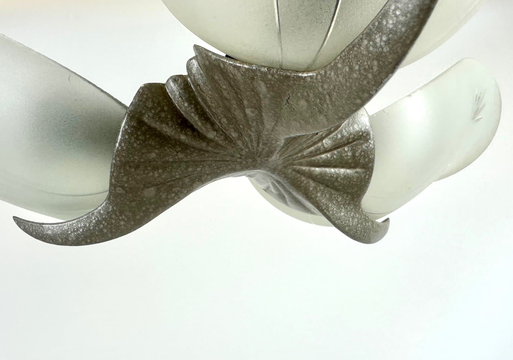 Lampa wisząca Art Deco, kryształ srebrny, Czechy, lata 40. - 154594