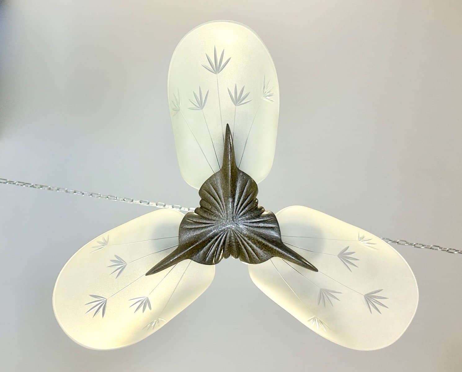 Lampa wisząca Art Deco, kryształ srebrny, Czechy, lata 40. - 154592