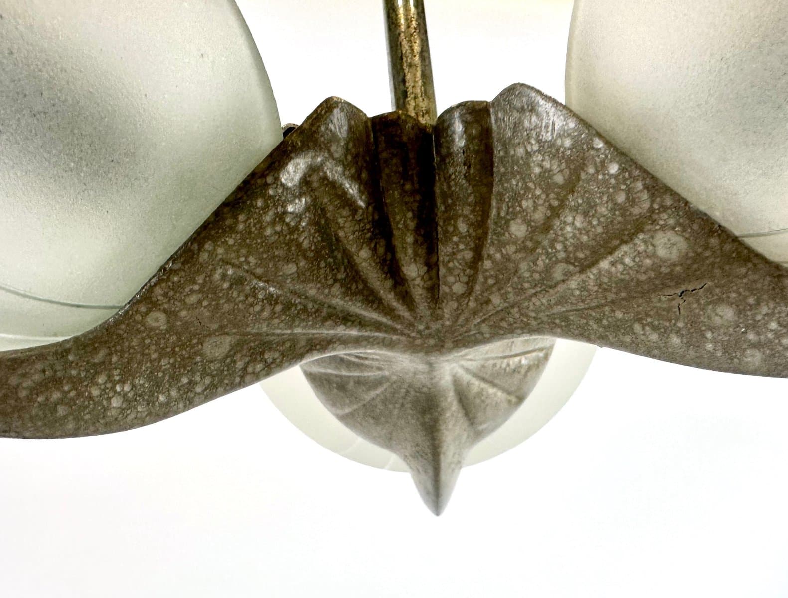 Lampa wisząca Art Deco, kryształ srebrny, Czechy, lata 40. - 154600