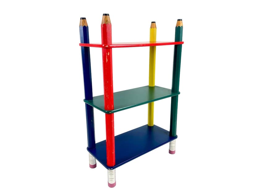 Półka Pencil Shelf, multikolor, sklejka, drewno, proj. P. Sala, Francja, lata 80.