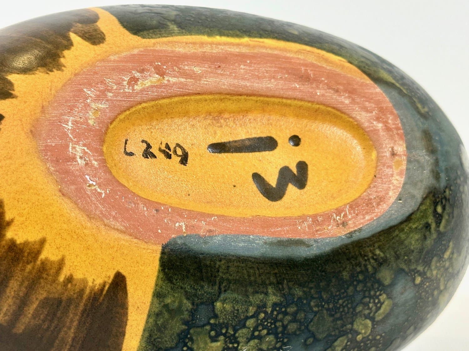 Dzban, zielony, ceramika, proj. E. Fritz-Lindner, Karlsruher Majolika, Niemcy, lata 70. - 154820