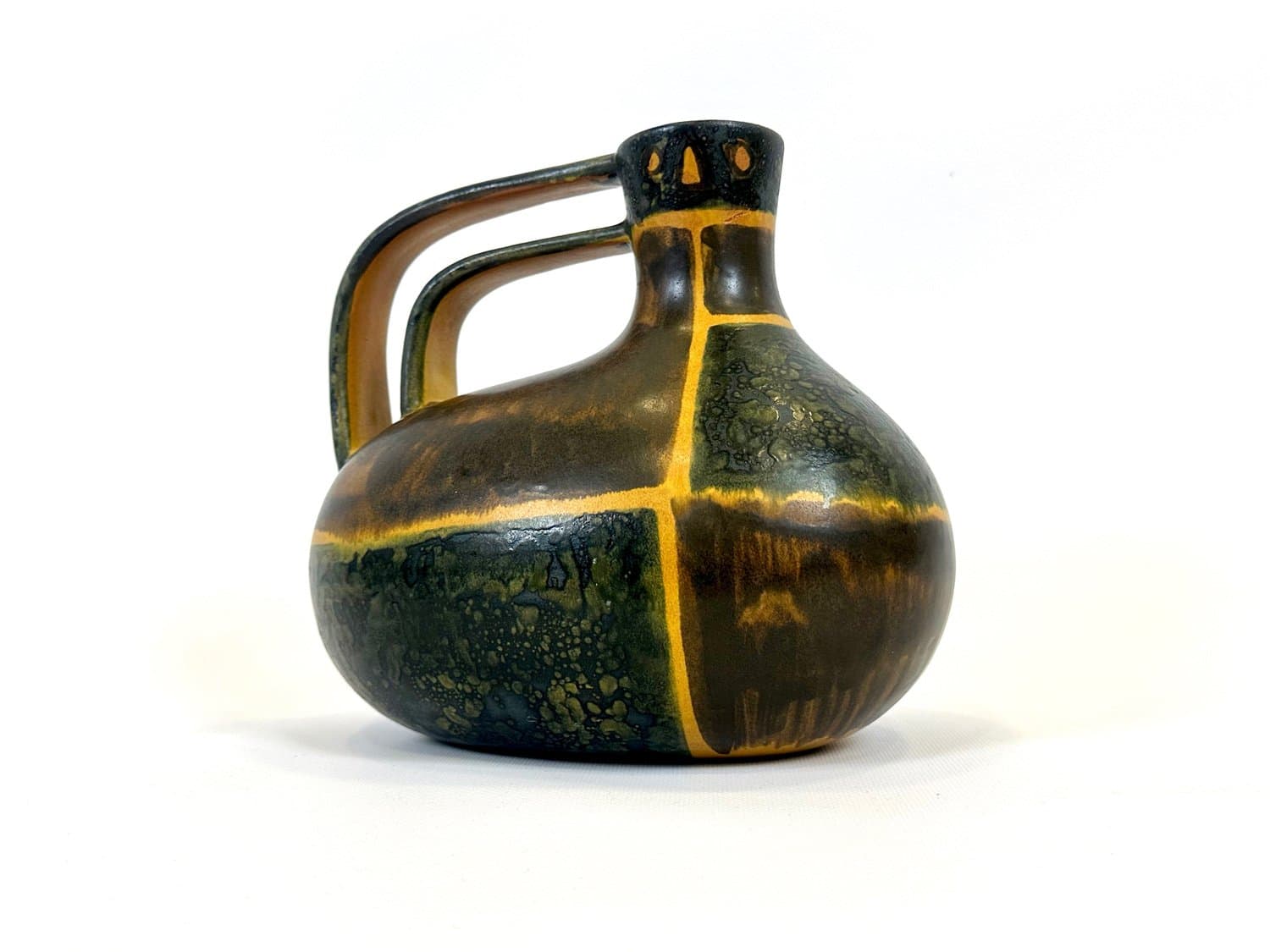 Dzban, zielony, ceramika, proj. E. Fritz-Lindner, Karlsruher Majolika, Niemcy, lata 70. - 154812