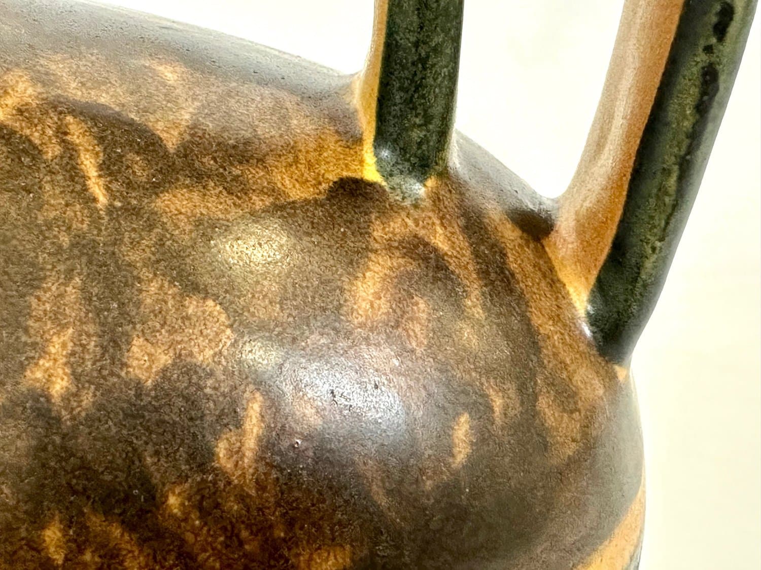 Dzban, zielony, ceramika, proj. E. Fritz-Lindner, Karlsruher Majolika, Niemcy, lata 70. - 154816