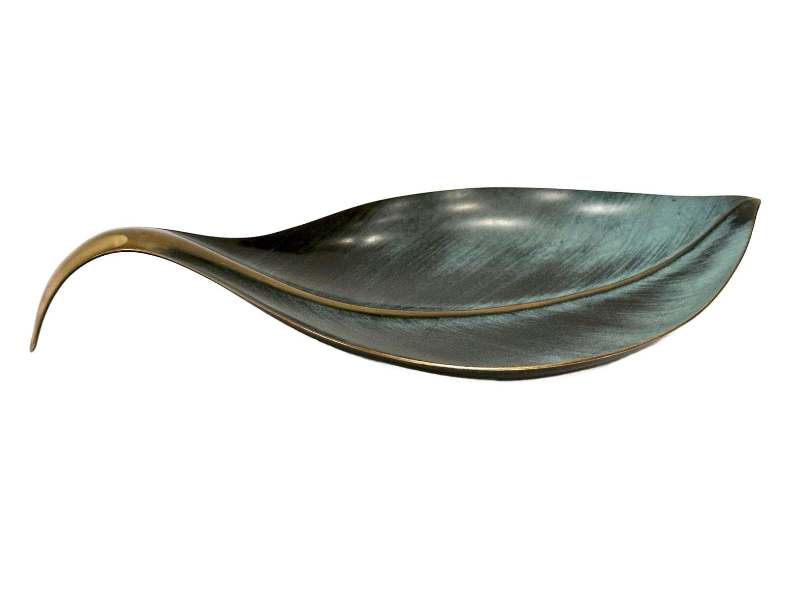 Popielniczka liść, turkusowy, brąz, lata 70.