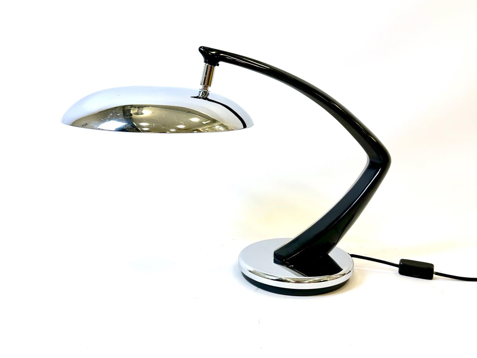 Lampa biurkowa Boomerang 64, czarny, metal, nikiel, Fase, Hiszpania, lata 70. - 154896