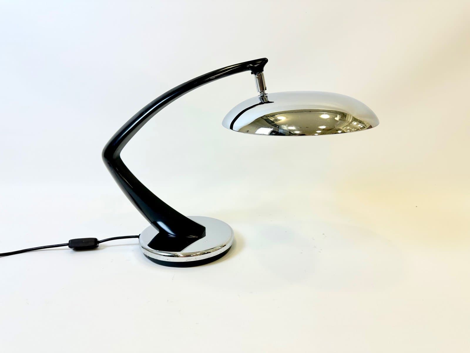 Lampa biurkowa Boomerang 64, czarny, metal, nikiel, Fase, Hiszpania, lata 70. - 154897