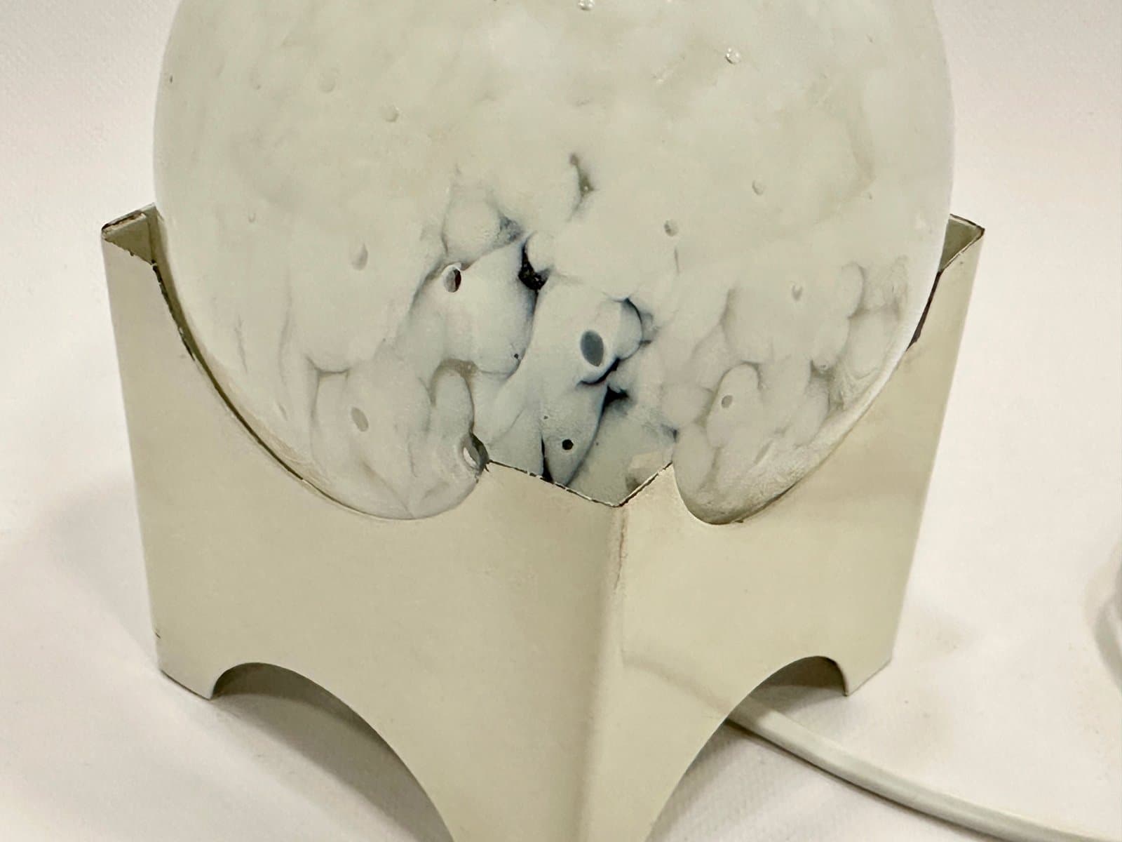 Table lamp, white, glass, metal, Poland, 1950s - 154919