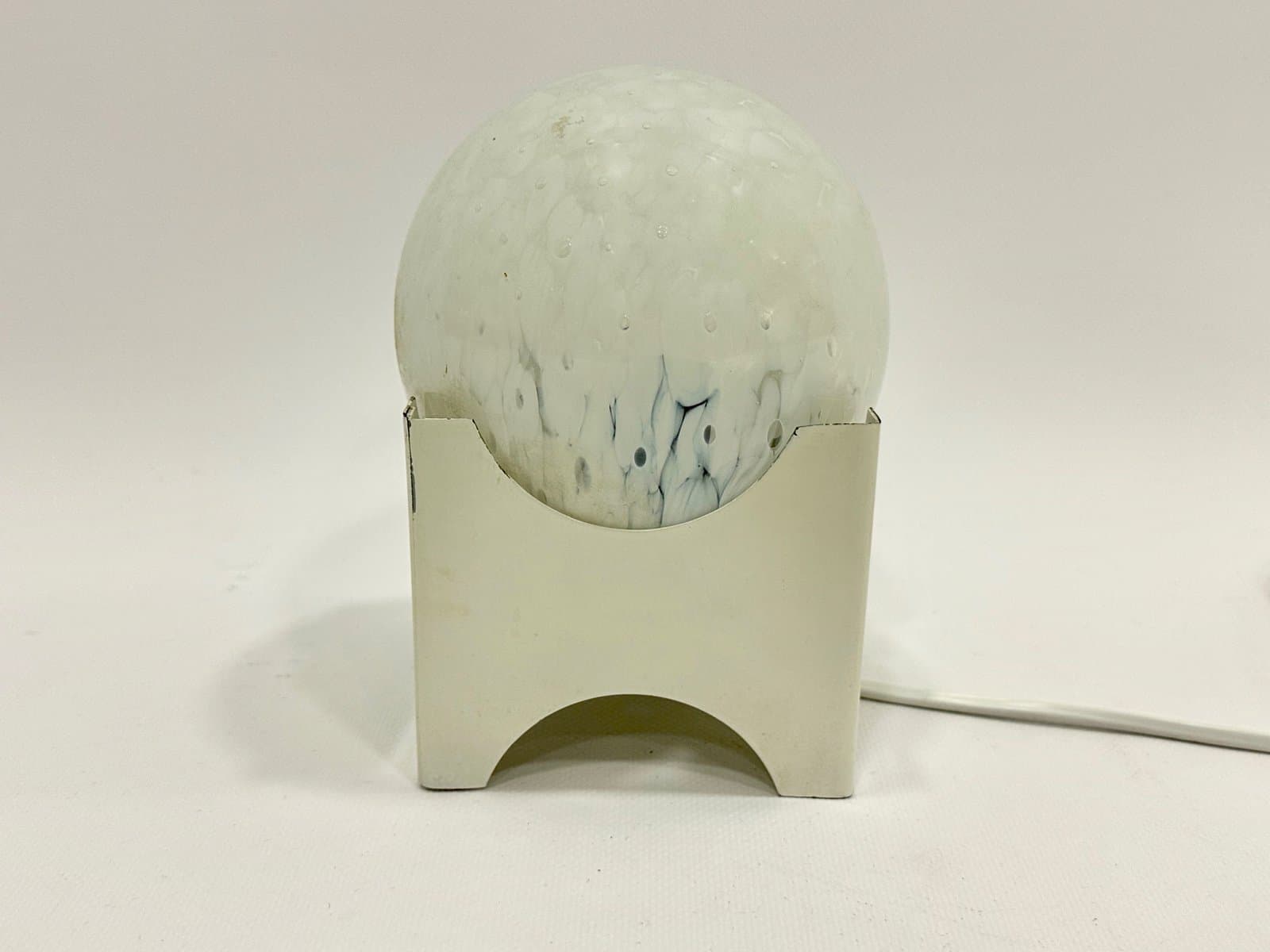 Table lamp, white, glass, metal, Poland, 1950s - 154917