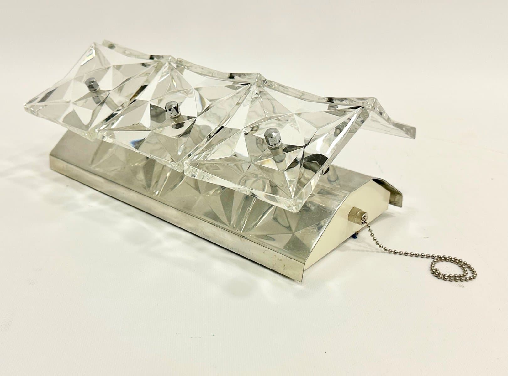 Kinkiet Kinkeldey, szkło kryształowe przezroczyste, metal srebrny, Niemcy, lata 70. - 154931