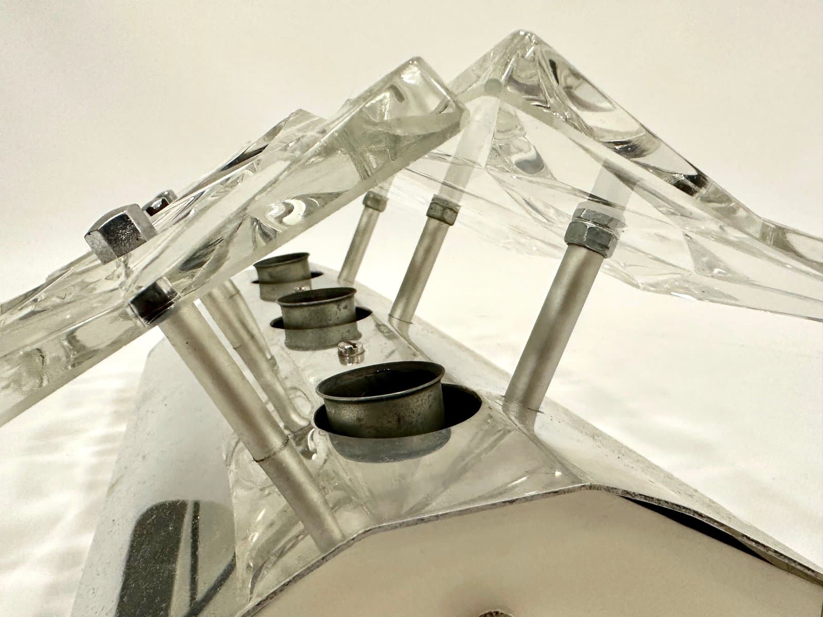 Kinkiet Kinkeldey, szkło kryształowe przezroczyste, metal srebrny, Niemcy, lata 70. - 154934