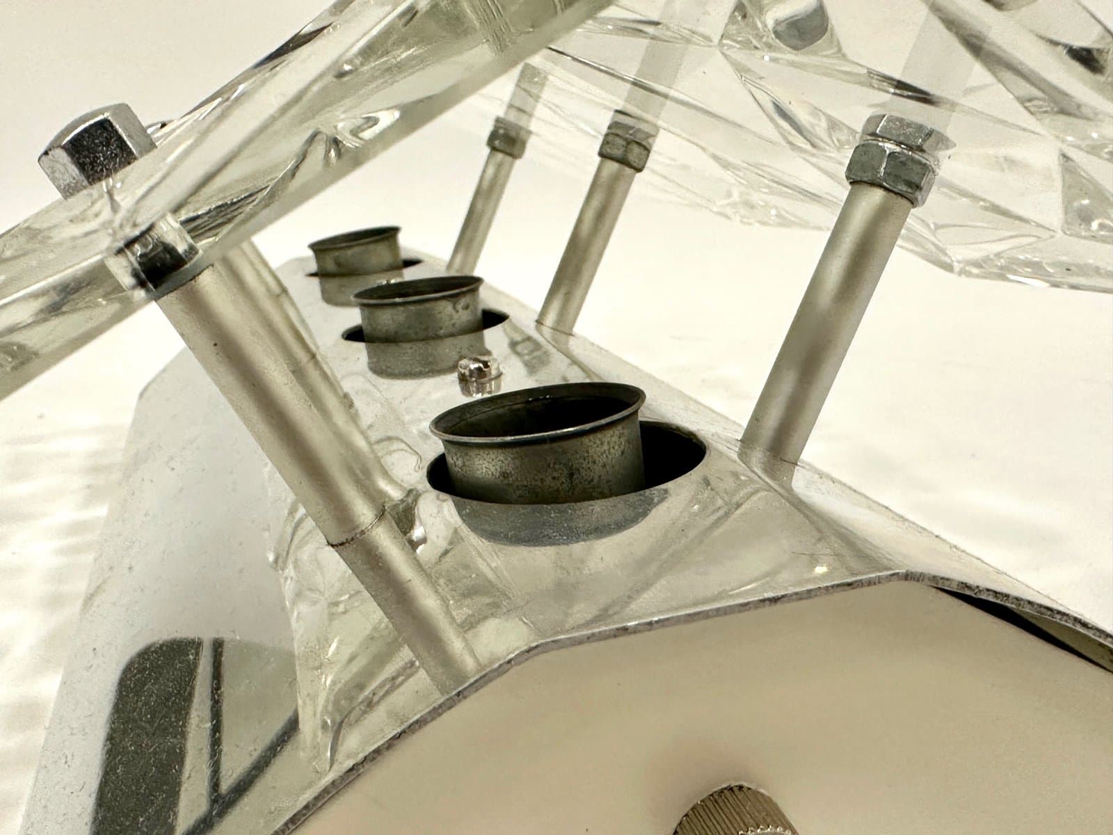 Kinkiet Kinkeldey, szkło kryształowe przezroczyste, metal srebrny, Niemcy, lata 70. - 154933