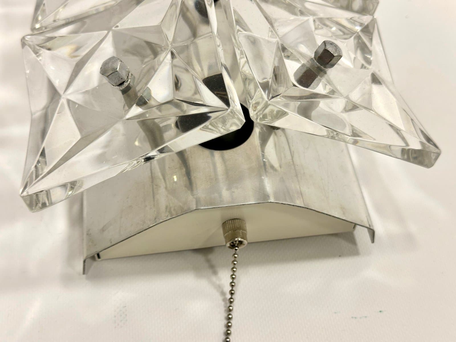 Kinkiet Kinkeldey, szkło kryształowe przezroczyste, metal srebrny, Niemcy, lata 70. - 154935