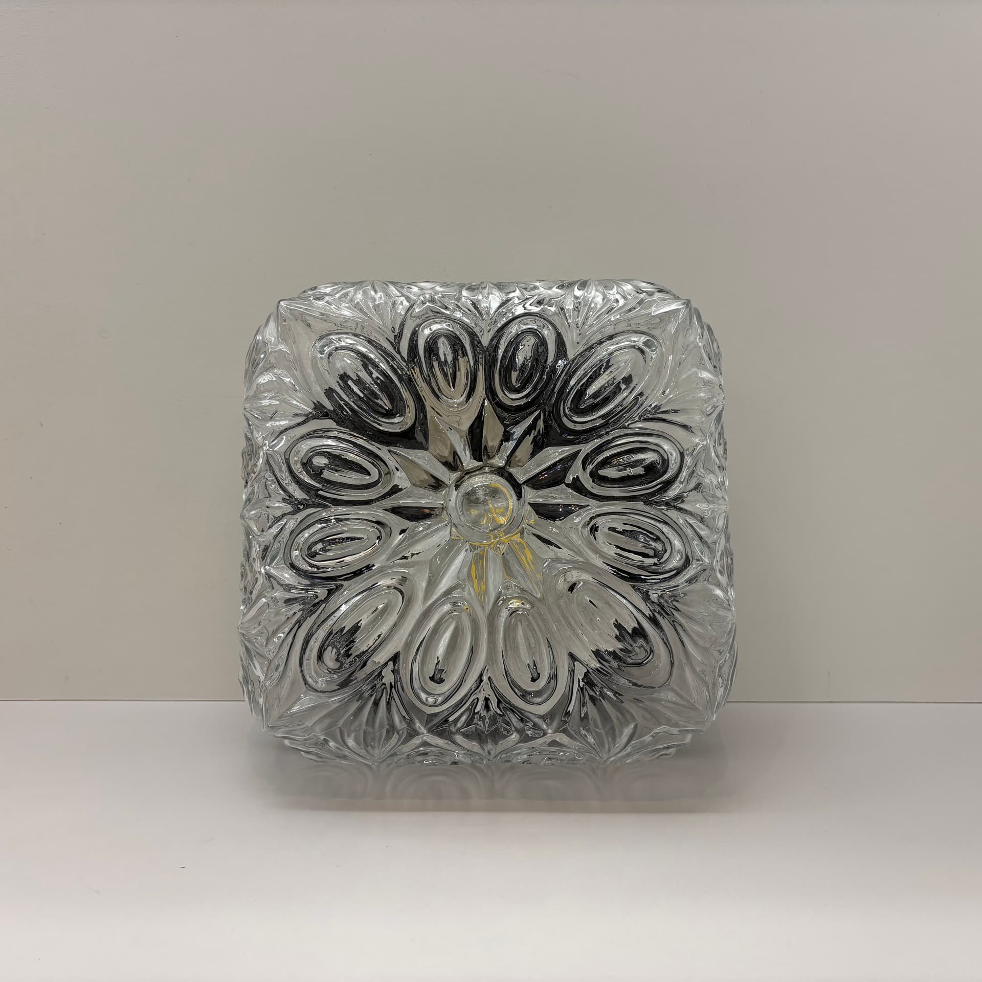 Kinkiet, transparentne szkło, bakelit czarny, Niemcy, lata 70. - 136366