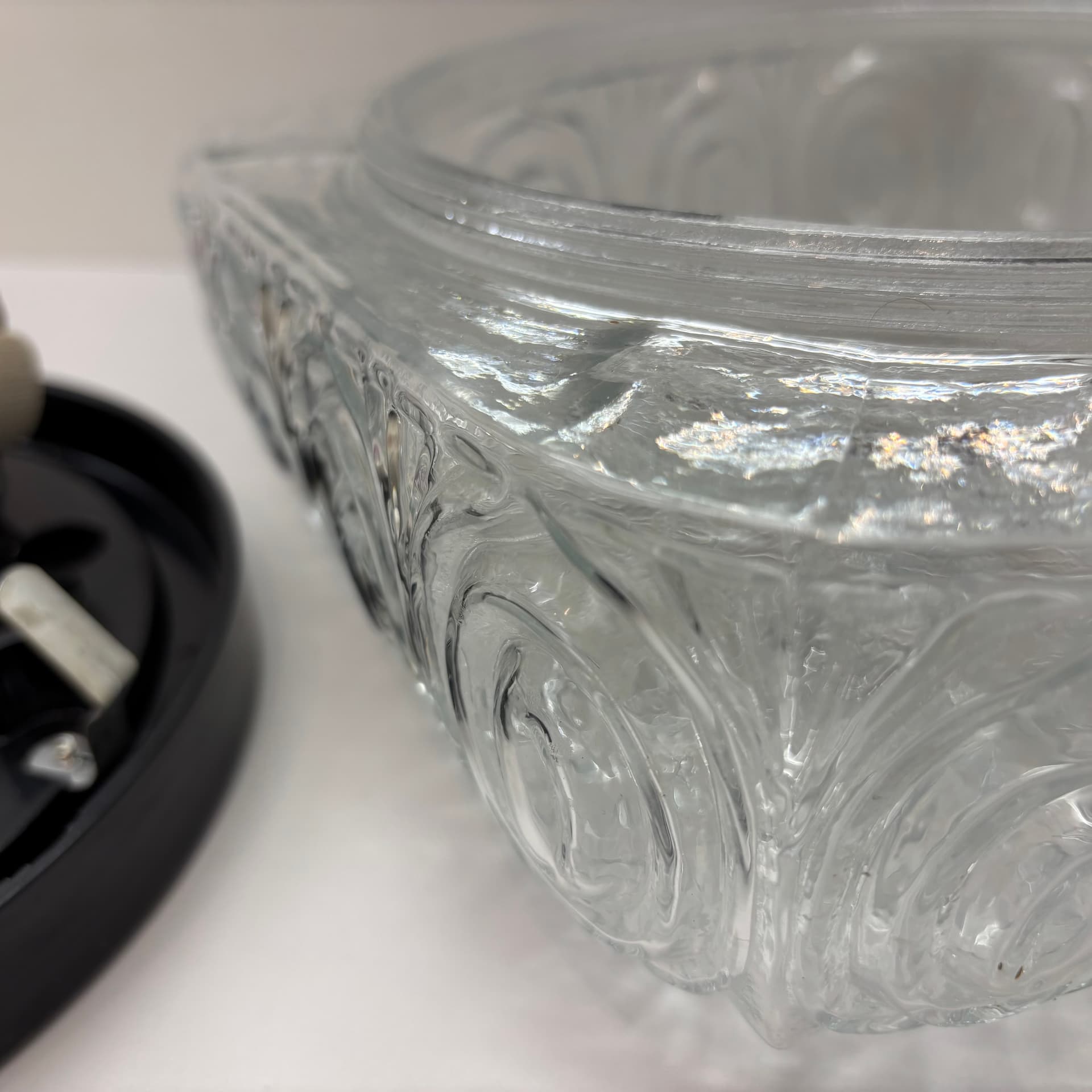 Kinkiet, transparentne szkło, bakelit czarny, Niemcy, lata 70. - 136364