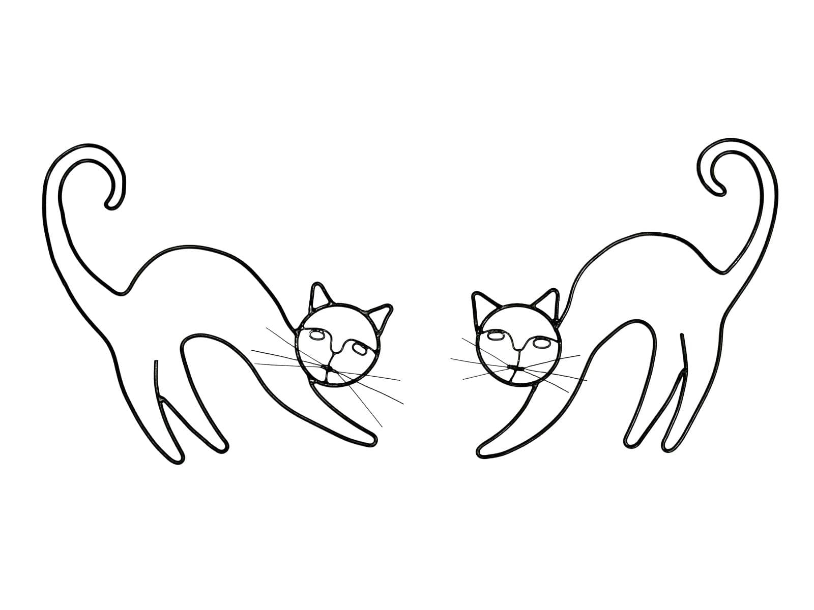 komplet dekoracji ściennych, drut czarny, stal, Czechy, lata 50.