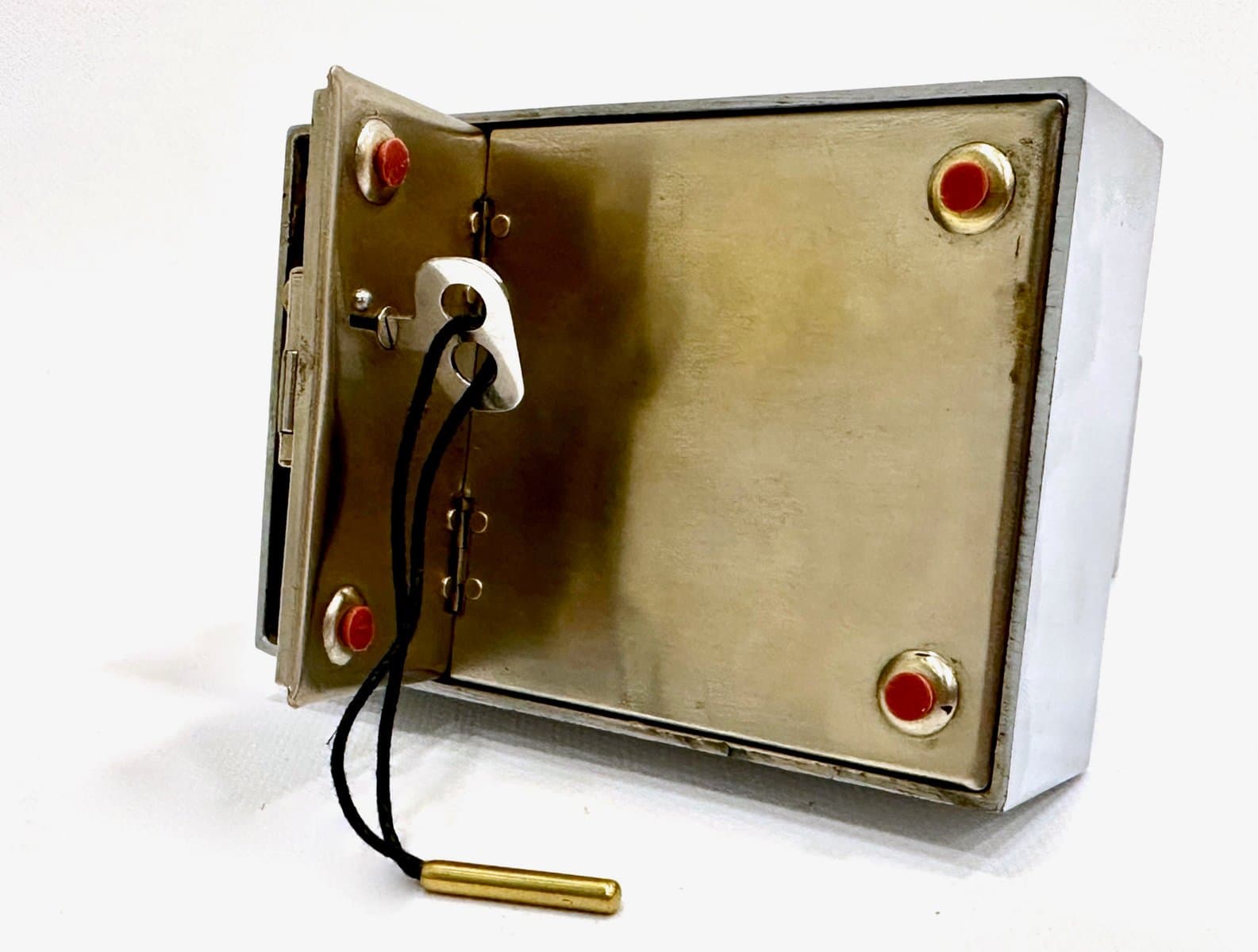 Zegar kominkowy z funkcją skarbonki, Art Deco, srebrny, proj. L. Schwab, Szwajcaria, lata 30. - 154993