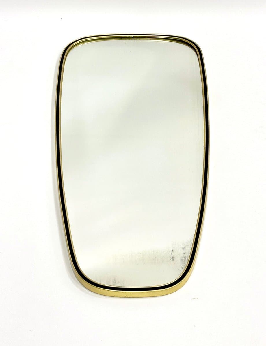 Lustro ścienne, aluminium złoty, mosiądz złoty, szkło, Niemcy, lata 70. - 154996