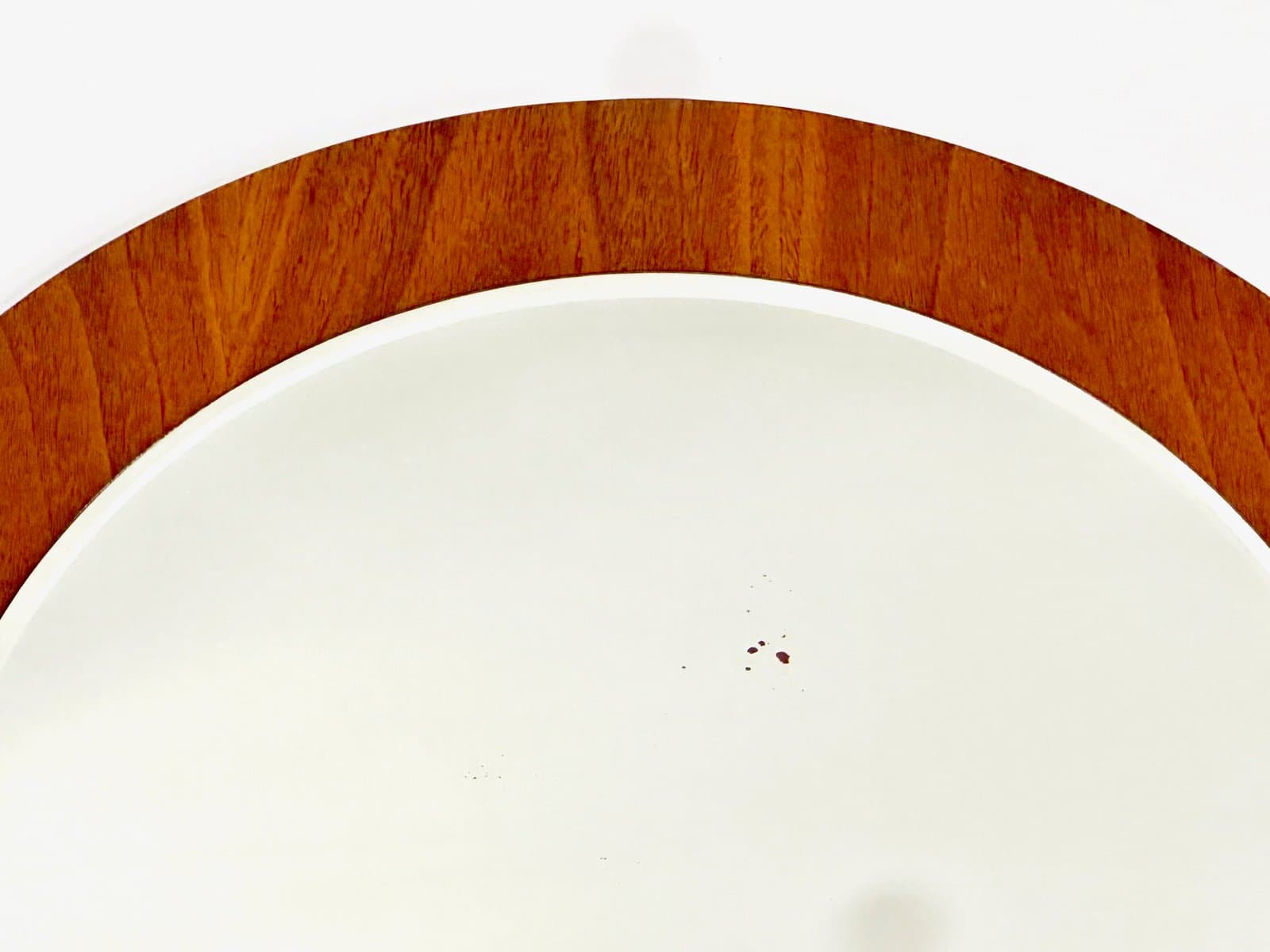 Wall mirror round, teak, light brown glass, Germany, 1970s - 155015