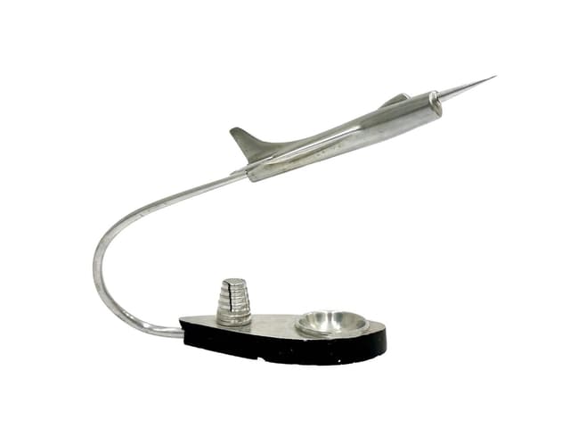 Model samolotu biurkowy, srebrny, aluminium, Polska, lata 50. - WYMIARY