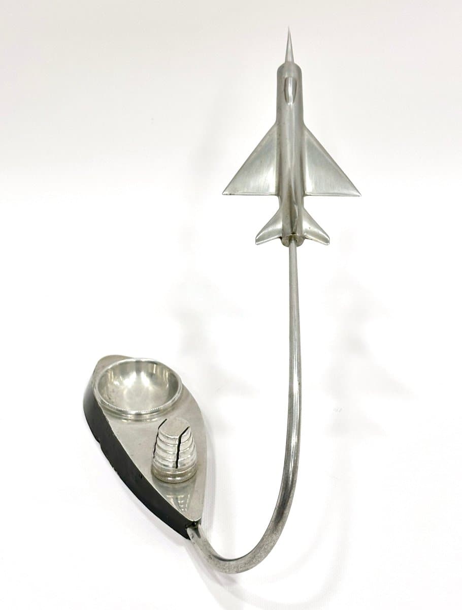 Model samolotu biurkowy, srebrny, aluminium, Polska, lata 50. - 155094